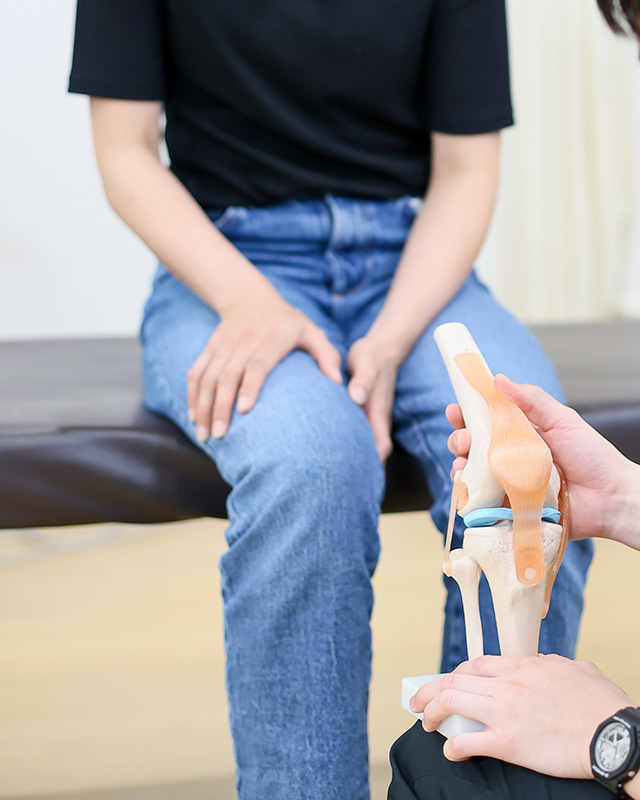 膝の痛みがあり、説明を受けている